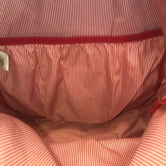 HERSCHEL Supply Co Beige Tan & Navy Blue Polka Dot Back Pack GUC - Picture 6 of 10